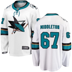 Youth Jacob Middleton San Jose Sharks Breakaway Away Jersey - White