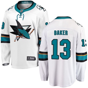 Youth Jamie Baker San Jose Sharks Breakaway Away Jersey - White