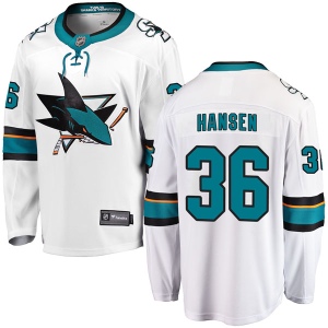 Youth Jannik Hansen San Jose Sharks Breakaway Away Jersey - White