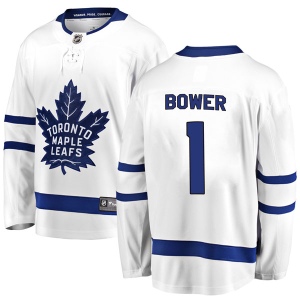 Youth Johnny Bower Toronto Maple Leafs Breakaway Away Jersey - White