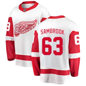 Youth Jordan Sambrook Detroit Red Wings Breakaway Away Jersey - White