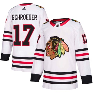 Youth Jordan Schroeder Chicago Blackhawks Authentic Away Jersey - White