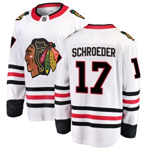 Youth Jordan Schroeder Chicago Blackhawks Breakaway Away Jersey - White