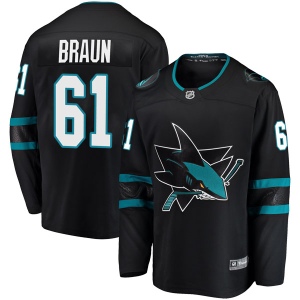 Youth Justin Braun San Jose Sharks Breakaway Alternate Jersey - Black