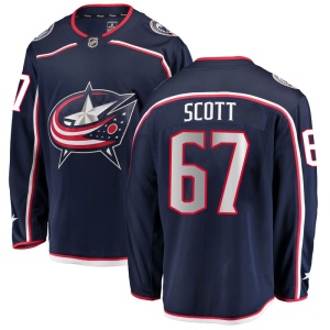 Youth Justin Scott Columbus Blue Jackets Breakaway Home Jersey - Navy