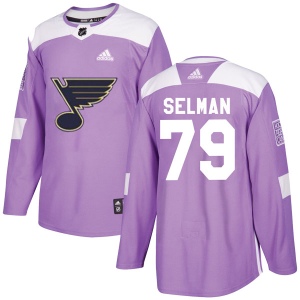 Youth Justin Selman St. Louis Blues Authentic Hockey Fights Cancer Jersey - Purple