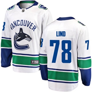 Youth Kole Lind Vancouver Canucks Breakaway Away Jersey - White