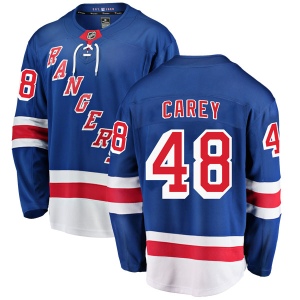 Youth Matt Carey New York Rangers Breakaway Home Jersey - Blue