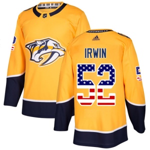 Youth Matt Irwin Nashville Predators Authentic USA Flag Fashion Jersey - Gold