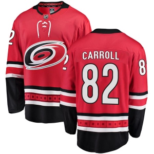 Youth Noah Carroll Carolina Hurricanes Breakaway Home Jersey - Red