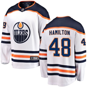 Youth Ryan Hamilton Edmonton Oilers Authentic Away Breakaway Jersey - White