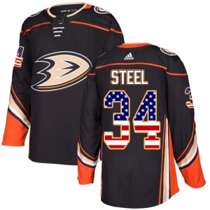 Youth Sam Steel Anaheim Ducks Authentic USA Flag Fashion Jersey - Black