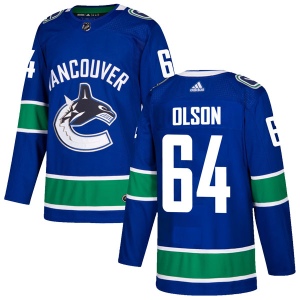 Youth Tate Olson Vancouver Canucks Authentic Home Jersey - Blue